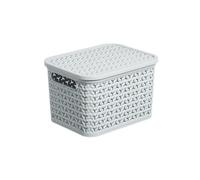 Strata Urban Matt Cool Grey Plastic Small Stackable Storage Basket & Lid (H)12.5Cm (W)16.5Cm (D)24Cm