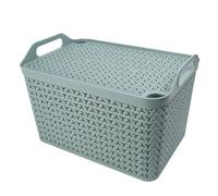 Strata Urban Sage Green Plastic Large Stackable Storage Basket & Lid (H)29Cm (W)30Cm (D)43.5Cm