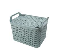 Strata Urban Sage Green Plastic Medium Stackable Storage Basket & Lid (H)23Cm (W)23.5Cm (D)30.5Cm