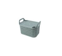 Strata Urban Sage Green Plastic Small Stackable Storage Basket & Lid (H)16.5Cm (W)16.5Cm (D)24Cm