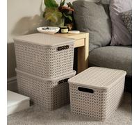 Strata Urban Store Set of 3 Storage Baskets with Lid - Cream