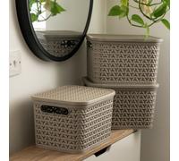 Strata Urban Store Set of 3 Storage Baskets with Lid - Mocha