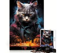 Strategic Cat Chess Master Jigsaw Puzzles for Adults 1000 Pieces Strengthen Recall Soothing Fun Quality Edge Lovely Present 50x75cm