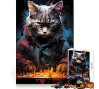 Strategic Cat Chess Master Jigsaw Puzzles for Teenagers 1000 Piece Smart Toy Leisure Time Accurate Cut Seasonal Gift 38x26cm