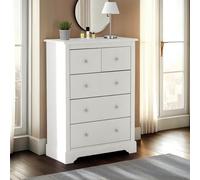 Stratford 3+2 Drawer Chest of Drawers White Shabby chic