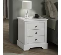 Stratford 3 Drawer Bedside White Pine Runners Shabby chic