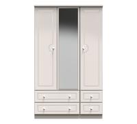 Stratford Tall Triple 2 Drawer Mirror + Drawer Wardrobe (Ready Assembled) Ready Assembled 2 U Taupe One Size