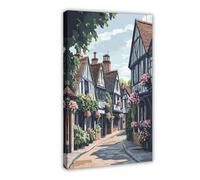 Stratford-upon-Avon with Shakespeare’s Birthplace Canvas Poster Wall Art Print Picture Paintings 08x12inch(20x30cm)