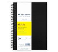 Strathmore 300 Series Sketch Paper Art Book, Black Hardcover & Side Wire Binding, 72 Sheets, White, 7x10 inch, 1 Count