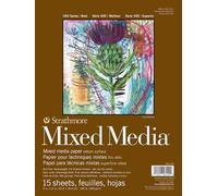 Strathmore 400 Mixed Media 300gsm Pads, 15 x 9x12 in Sheets, Foldover Cover - Glued 1 side, Ideal for Professionals & Students