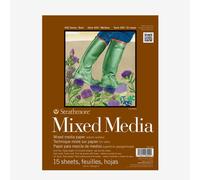 Strathmore 400 Mixed Media 300gsm Pads, 15 x 9x12 in Sheets, Foldover Cover - Glued 1 side, Ideal for Professionals & Students
