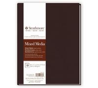 Strathmore 400 Series Mixed Media Paper Art Book, Matte Brown Cover, Natural White, Hardbound, 24 Sheets, 8.5x11 inch