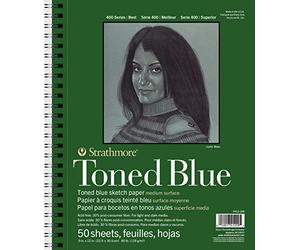 Strathmore 400 Series Sketch Pad, Toned Blue, 9x12 inch, 50 Sheets - Artist Sketchbook for Drawing, Illustration, Art Class Students