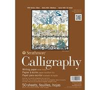 Strathmore STR-405-11 50 Sheet Calligraphy Pad, 8.5 by 11", Paper, White, 8.5"x11" Tape Bound