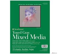 Strathmore 400 Toned Mix Media 300gsm Pad, 15 x 9x12 in Sheets, Foldover Cover - Glued 1 side, Ideal for Professionals & Students
