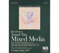 Strathmore Mixed Media Pad 400 Series – Toned Tan, 11 x 14 in, 300 gsm, Glue-Bound, 15 Sheets