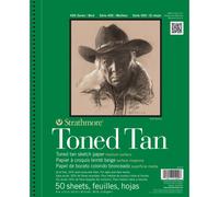 Strathmore 400 Toned 118gsm Paper Spiral Bound Sketchpad, Fine Grain, 9 x 12 in, 50 Tan Sheets, For Professionals & Students
