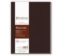 Strathmore 400 Series Watercolor Paper Art Book, Matte Brown Cover, Natural White, Hardbound, 24 Sheets, 8.5x11 inch