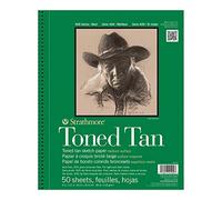 Strathmore 400 Toned 118gsm Paper Spiral Bound Sketchpad, Fine Grain, 9 x 12 in, 50 Sheets, Ideal for Professionals & Students