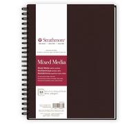 Strathmore 500 Series Mixed Media Paper Art Book, Matte Brown Cover, Natural White, Side Wire Binding, 32 Sheets, 8.5x11 inch