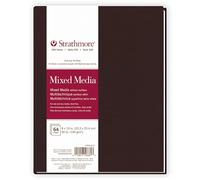 Strathmore 500 Series Mixed Media Paper Art Book, Matte Brown Soft Cover Binding, Natural White, 32 Sheets, 8x10 inch