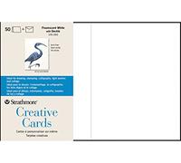 Strathmore Creative Cards with Envelopes, 80 lb. Smooth Surface, 5 X 6.875 inches, Fluorescent White/Deckle, Package of 50 (105-260)