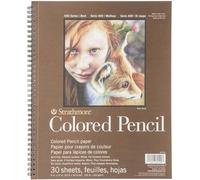 Strathmore Pro-Art Colored Pencil Spiral Paper Pad 9 x 12-inch, 30 Sheets, Graphite, White, 9"X12"
