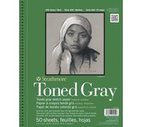 Strathmore 400 Toned 118gsm Paper Spiral Bound Sketchpad, Fine Grain, 9 x 12 in, 50 Sheets, Ideal for Professionals & Students