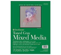 Strathmore 400 Toned Mix Media 300gsm Pad, 15 x 9x12 in Sheets, Foldover Cover - Glued 1 side, Ideal for Professionals & Students