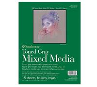 Strathmore 400 Toned Mix Media 300gsm Pad, 15 x 9x12 in Sheets, Foldover Cover - Glued 1 side, Ideal for Professionals & Students