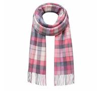 Strathurie of Scotland Blush Rose & Dove Grey Tartan Cashmere-Blend Scarf
