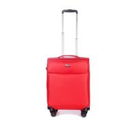 Stratic Light Suitcase - Soft Shell Travel Trolley Hand Luggage, TSA Lock, 4 Wheels, Expandable, Red, 57 cm