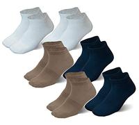 Strato Cotton 6 Pairs of Ankle High Trainers Socks, Cotton Rich Size 6-10, Mix (Navy 2, Beige 2, White 2)