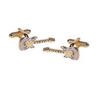 Stratocaster shape Electric Guitar gold-plated torpedo cufflinks in padded gift box