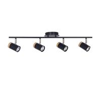 Stratton - Black with Wood Detail Four Way Spotlight First Choice Lighting Black One Size