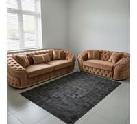 Stratus Interiors Ambassador 2+3 Sofa Set - Chesterfield Toronto With Silver Trim Sofa For Living Room - No Frill Design - Mink Plush