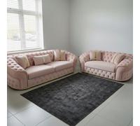Stratus Interiors Ambassador 2+3 Sofa Set - Chesterfield Toronto With Silver Trim Sofa For Living Room - No-Frill Design - Pink Plush