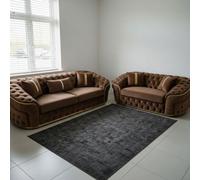 Stratus Interiors Ambassador 2+3 Sofa Set - Chesterfield Toronto With Silver Trim Sofa For Living Room - Frill Design - Brown