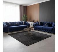 Stratus Interiors Ambassador 2+3 Sofa Set - Chesterfield Toronto With Silver Trim Sofa For Living Room - No Frill Design - Blue Plush