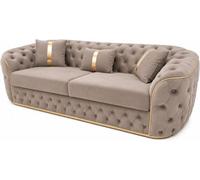 Stratus Interiors Ambassador 3-Seater Sofa Gold Trim Plush Velvet Frill Design