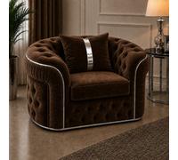 Stratus Interiors Ambassador Brown Sofa Chesterfield Toronto Silver Trim Plush Velvet - Frills