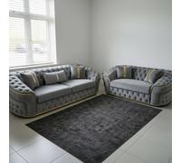 Stratus Interiors Ambassador Chesterfield Sofa - Silver Trim - No Frill - 2&3 Seater Set in Mid Grey Stratus Interiors Mid Grey