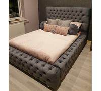 Stratus Interiors Ambassador Chesterfield Upholstered Platform Bed Frame - Add Professional Assembly & Delivery- King - Gas Lift Ottoman Storage
