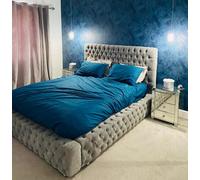 Stratus Interiors Ambassador Chesterfield Upholstered Platform Bed Frame - Doorstep Delivery Only No Assembly - Single - Gas Lift Ottoman Storage