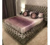 Stratus Interiors Ambassador Chesterfield Upholstered Platform Bed Frame - Doorstep Delivery Only No Assembly - Double - Gas Lift Ottoman Storage