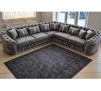 Stratus Interiors Ambassador Chesterfield Velvet Sofa with Sliver Trim with Frill in Charcoal Stratus Interiors Charcoal