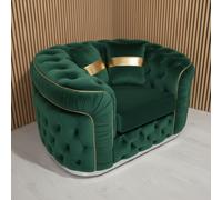 Stratus Interiors Ambassador Green Sofa Chesterfield Toronto Silver Trim Plush No Frill