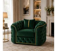 Stratus Interiors Ambassador Green Sofa Chesterfield Toronto Silver Trim Plush Velvet - Frills - 1 Seater Sofa