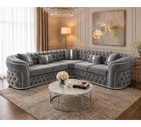 Stratus Interiors Ambassador Luxury Chesterfield Velvet Sofa With Sliver Metal Trim With Frill