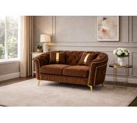 Stratus Interiors Ambassador Panel Sofa Luxury Design With Metal Trim Accents - 2 Seater - Silver Trim